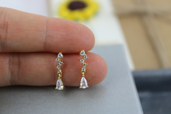 Sterling Silver Crystal Dangle Earrings Sterling Silver Crystal Dangle Earrings