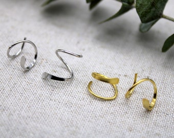 Unique Spiral Hoop Earrings, Twist Hoop Earrings, Gold and Silver Hoop Earrings, Minimalist Hoop Earrings, Gift for Her (E0051)