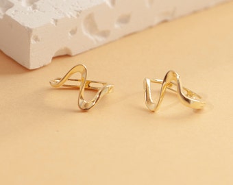 18K Gold Plated Sterling Silver Wave Hoop Earrings