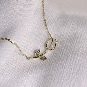 925 Sterling Silver Tulip Dangle Earrings, Flower Dangle Earrings, Bridesmaid Gifts, Gift for HerE0140 image 6