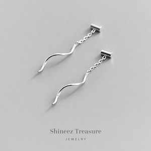 Minimalist Tiny Bar Threader Earrings, Silver Threader Earrings, 925 Sterling Silver Earrings Dangle(E0137)