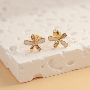 Sterling Silver Flower Stud Earrings, Minimalist Floral Earrings