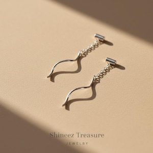 Boucles d'oreilles minimalistes en argent sterling, boucles d'oreilles pendantes
