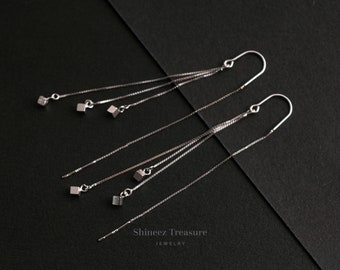 925 Sterling Silver Threader Earrings • U Shape Sterling Silver Threader Earrings • Dangle Earrings • Bridesmaid Earrings(E0292)