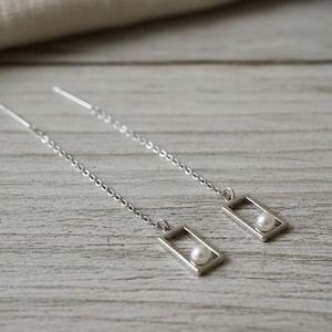 Orecchini pendenti geometrici rettangolari lunghi in argento sterling 925, orecchini dorati e orecchini pendenti minimalisti
