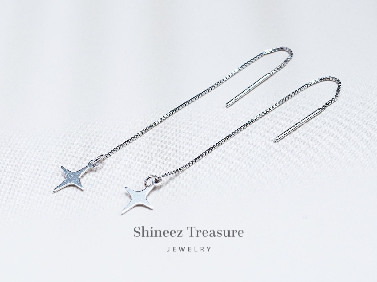 Minimalist Silver Cross Threader Earrings Cross Dangle Etsy