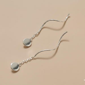 Minimalist Circle Sterling Silver Threader Earrings