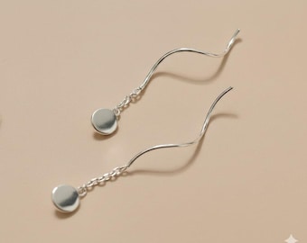 Minimalist Circle Sterling Silver Threader Earrings