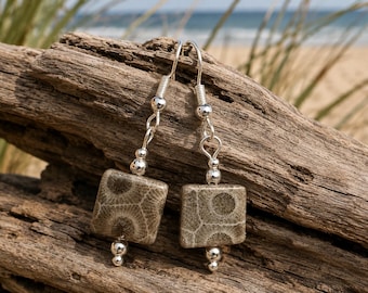 Petoskey Stone Dangle Earrings