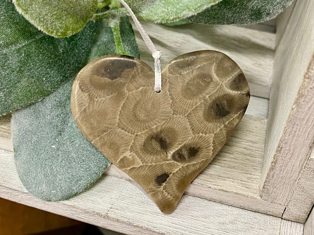 Michigan Petoskey Stone Heart Christmas Tree Ornaments Etsy UK