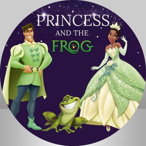 Round Backdrop Cover,Custom Kids Birthday Party Decoration Banner Princess Tiana and the Frog Background Photo Studio