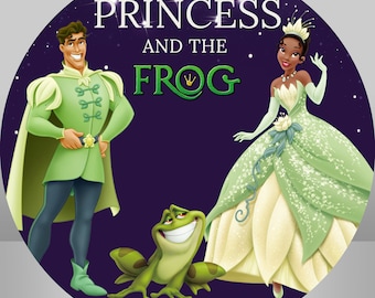 Princess Tiana Round Backdrop Cover, Kids Birthday Party Decoration