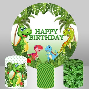 Dibujos animados dinosaurio fotografía telón de fondo, baby shower niños fiesta de cumpleaños telón de fondo banner, selva paerty fondo redondo, fondo del círculo