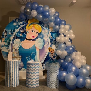 Princess Assepoester verjaardagsfeestJecoratie Blauw thema meisje baby shower dessert tafel te dekken Ronde Cirkel achtergrond
