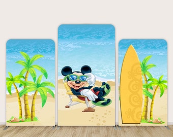 Mickey Mouse Beach Backdrop, Summer Birthday Party Decoration