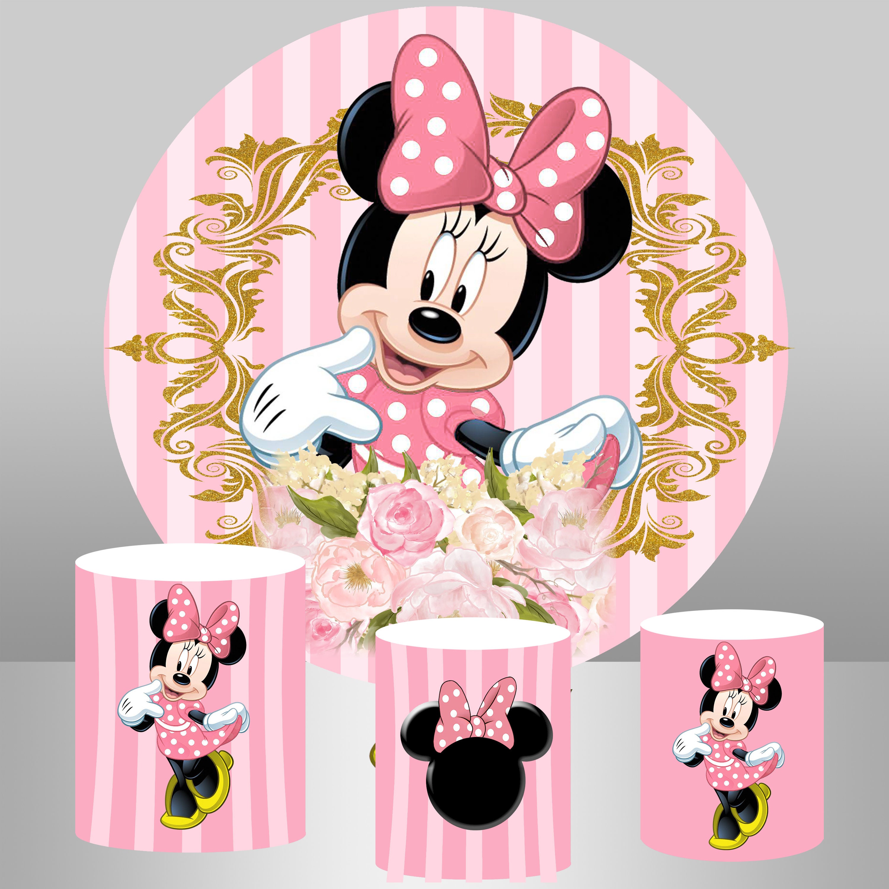 Pink Minnie Mouse Round Backdropcustom Children Birthday - Etsy