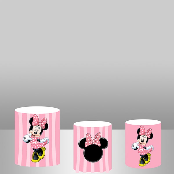 Pinke Mickey-Mouse-Hintergrund-Zylinder-Sockelabdeckungen, elastisch