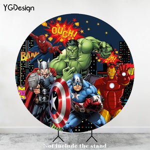 Cartoon Comic Avengers Achtergrond voor Kinderen Verjaardagsfeestje Banner Superhelden Spiderman Hulk Achtergrond