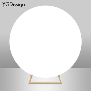 Round Backdrop Covers Circle Background White Solid Color Birthday Party Baby Shower Banner Elastic Band