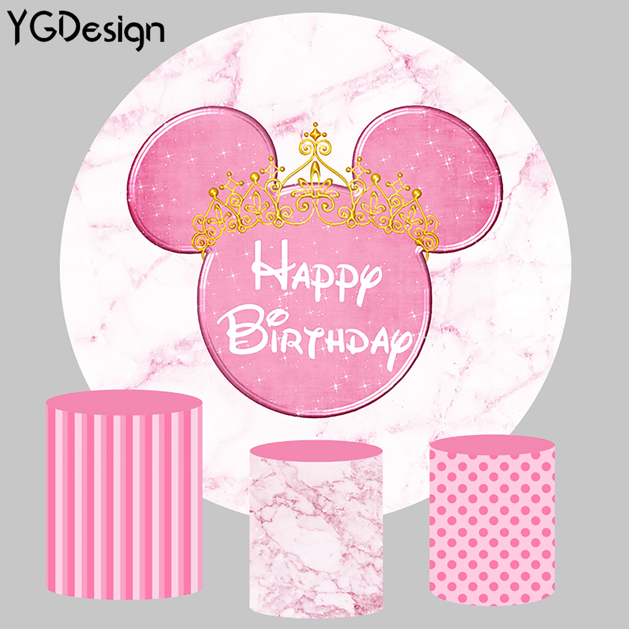 Fond De Scène Rond Minnie Mouse Pour Anniversaire Fille - Baby Shower Déco