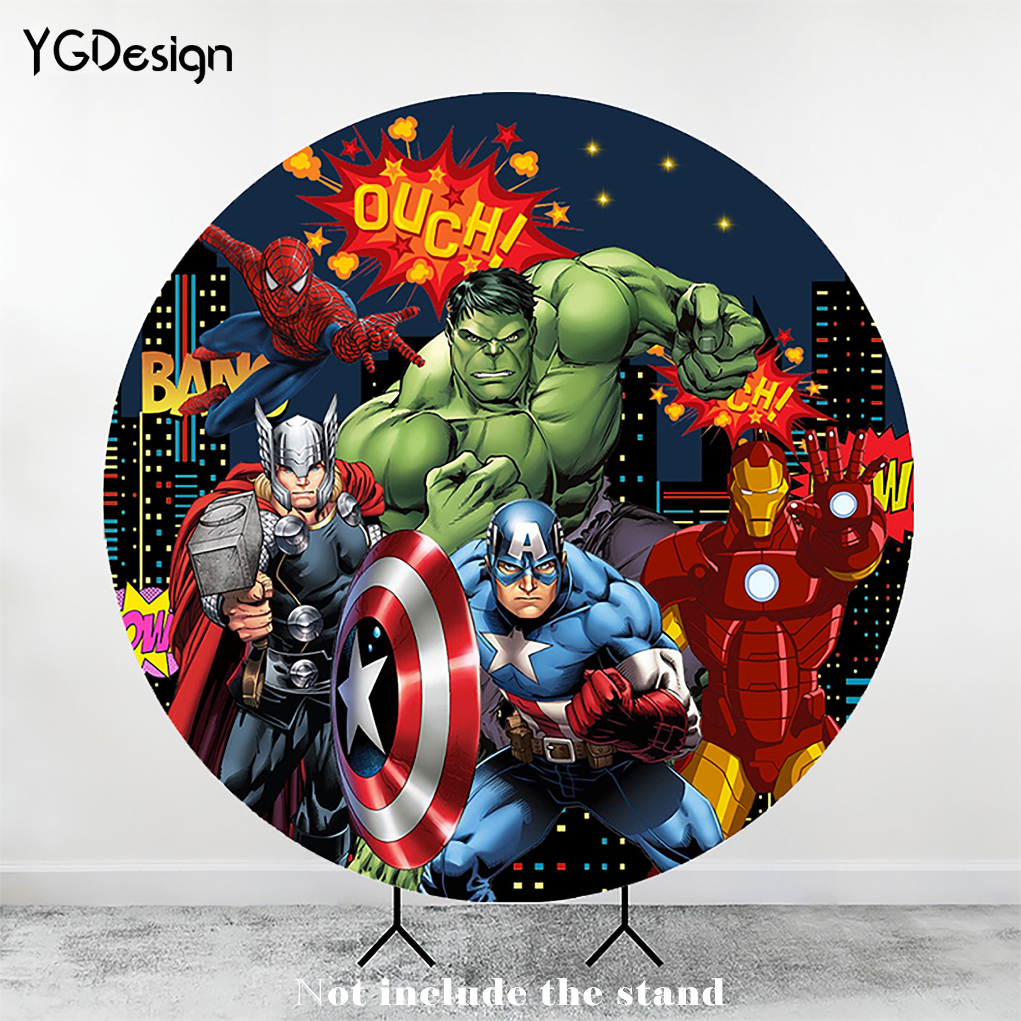 Cartoon Comic Avengers Backdrop for Kids Birthday Party Banner Etsy