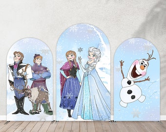 Winter Gefrorene Geburtstagsparty Dekoration Bogen Backdrop, Prinzessin Ann Elsa gewölbte Wand Hintergrund, Olaf Baby Shower Party Banner