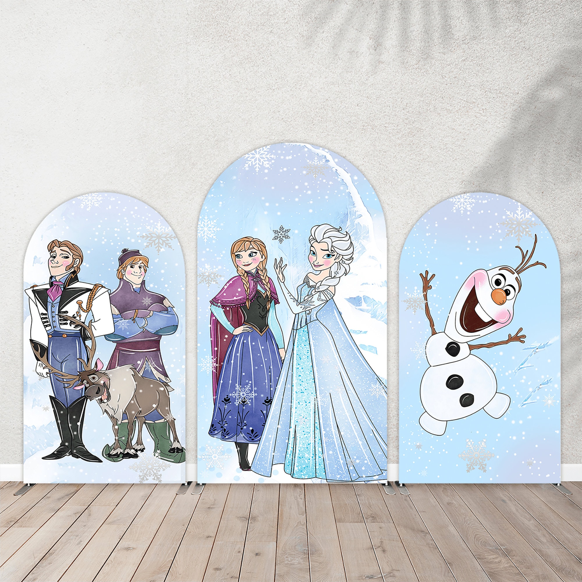 Winter Frozen Birthday Party Decoration Arch Backdrop CoverPrincess Ann Elsa Arched Wall BackgroundOlaf Baby Shower Party