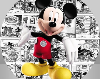 Vintage Mickey Mouse Photography Backgrund, Cartoon  Kids Birthday Party Backdrop Banner, Photo Backdrop