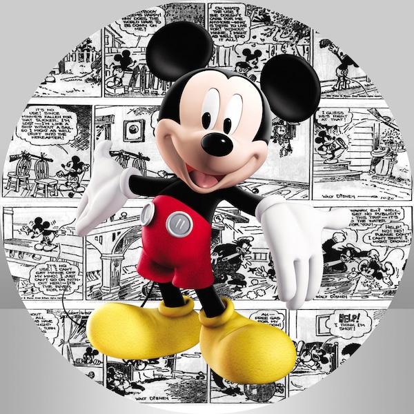 Vintage Mickey Mouse Photography Backgrund, Cartoon  Kids Birthday Party Backdrop Banner, Photo Backdrop