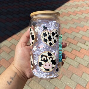 Cow Conchas Cafecito y Chisme 16oz Glass Can Cup
