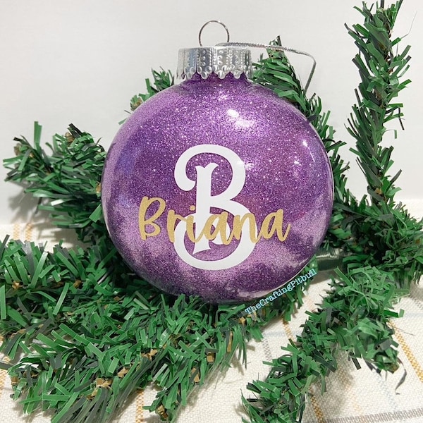 Monogramed Christmas Ornament | Personalized Glitter Christmas Ornament with Name