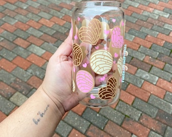 Concha Glass Can Cup: 16oz Iced Coffee Cafecito Cup