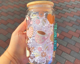 Cafecito y Chisme Concha 16oz Glass Can Cup