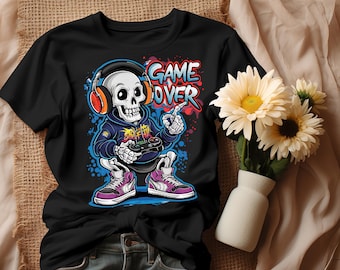 Game Over Sublimation PNG,Sublimation Design, Urban Graphics, Digital Gamer, Gaming Lover,Streetwear Art For T-shirt,Transparent background,