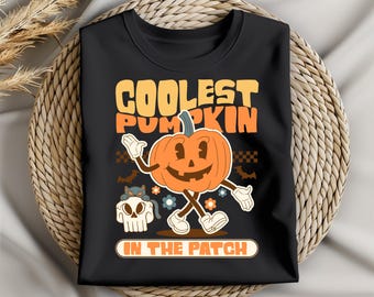 Coolest Pumpkin In The Patch SVG, Fall Svg, Distressed Fall Png, Retro Pumpkin boy Shirt Svg, Svg Files For Cricut