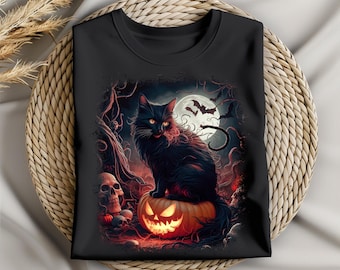 Black Cat Pumpkin png, Ghots Cat png, retro halloween png, Gothic png, black cat png, Fall png, Halloween cat mama png, autumn png