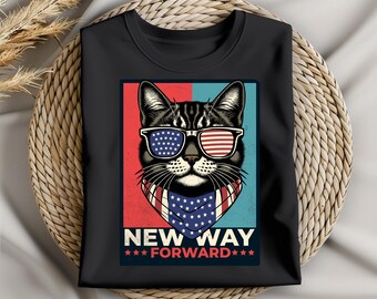 Kamala Harris y Tim Walz, imágenes prediseñadas de gatos patrióticos (descarga digital)