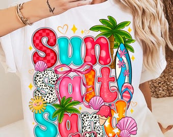 Retro Sun Salt Sand PNG, Summer Beach Vibes Design (Digital Download)