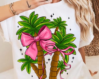 Coquette Palm Tree Bow PNG: Girly Summer Clipart (Digital Download)