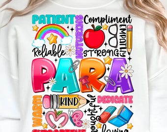 Paraprofessional Sublimation PNG, Back To School, Teacher Gift (Digital Download)