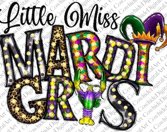 Little Miss Mardi Gras PNG: Sublimation Design (Digital Download)