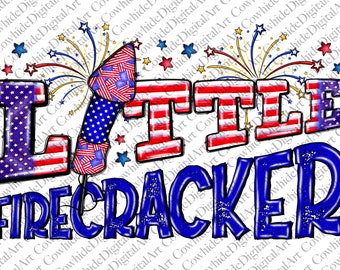 Little Firecracker PNG, 4th of July, American Flag (Digital Download)