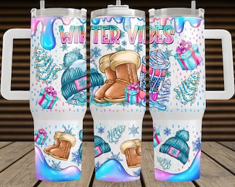 Winter Vibes 40oz Tumbler Wrap Png, Winter 40oz Tumbler Png, Christmas Tumbler 40oz Png, Sublimation Designs, Cozy Season png