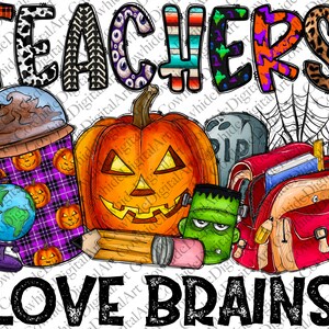 Halloween Teacher PNG, Spooky Brains Design (Digital Download)