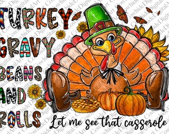 Thanksgiving Turkey Feast PNG, Fall Autumn Design (Digital Download)