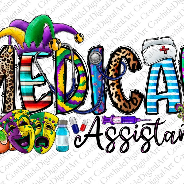 Mardi Gras Medical Assistant PNG, Happy Mardi Gras, Medical Png, Nurse, Western, Medical, Hospital Png, Sublimation Design, Digital Download