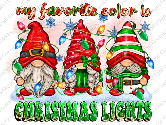 My Favorite Color Is Christmas Lights Three Gnomes T-Shirt My Favorite Color Is Christmas Lights Three Gnomes T-Shirt
