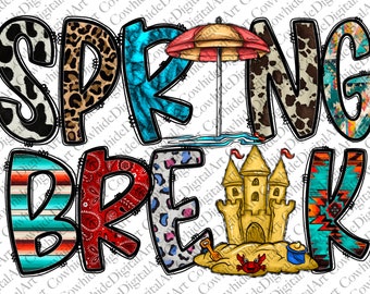 Spring Break Sublimation Design, Cowhide Beach Theme (Digital Download)
