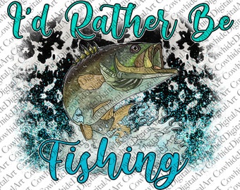 Fishing T-Shirt PNG: Western Cowhide Sublimation Design (Digital Download)