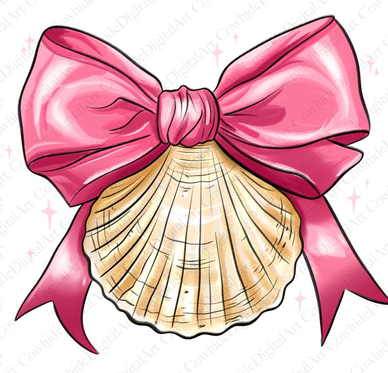 Coquette Seashell With Pink Bow PNG, Summer Beach Design (digital File ...